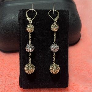 Earrings 10kt Yellow+White Gold, 3 Diamond cut balls.
Everything Sparkles 
New!